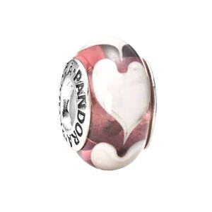 Genuine Pandora "Purple Heart" Murano Glass Bead 790659 Vintage Retired S925 ALE